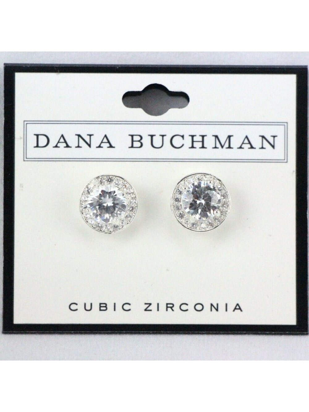 Dana Buchman Earrings Cubic Zirconia Studs Silver-Tone #681